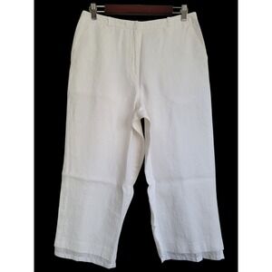 Talbots Off-White 100% Irish Linen Cropped Straight Leg Pants Relaxed Fit Medium